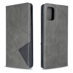 Geometric Pattern Stand Leather Case Card Holder Shell for Samsung Galaxy A71 - Grey