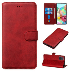 Solid Color Flip Leather Wallet Phone Case for Samsung Galaxy A71 - Red