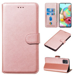 Solid Color Flip Leather Wallet Phone Case for Samsung Galaxy A71 - Rose Gold