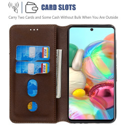 Solid Color Flip Leather Wallet Phone Case for Samsung Galaxy A71 - Brown