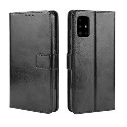 Crazy Horse Skin Wallet Leather Stand Case for Samsung Galaxy A51 - Black