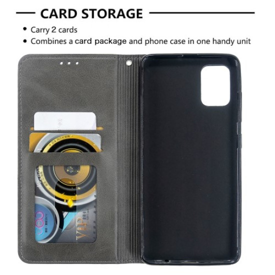 Geometric Pattern Leather Stand Case with Card Slots for Samsung Galaxy A51 - Grey Samsung Cases Mobile