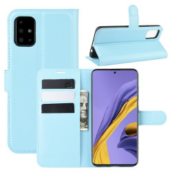 Litchi Skin Wallet Leather Stand Case for Samsung Galaxy A51 - Baby Blue