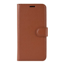 Litchi Skin Wallet Leather Stand Case for Samsung Galaxy A51 - Brown