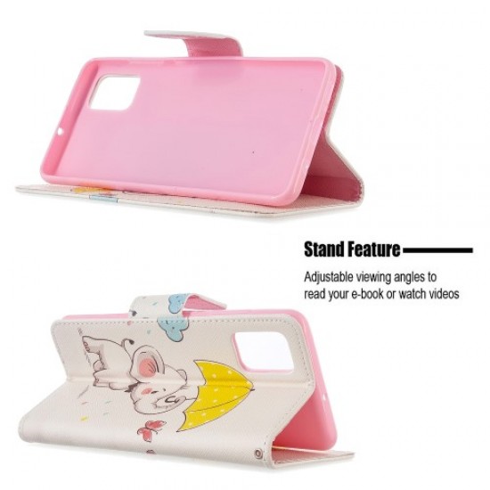 Pattern Printing Wallet Leather Flip Cover Case for Samsung Galaxy A51 - Cute Elephant Samsung Cases Mobile