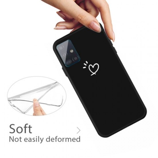 Heart Pattern Matte TPU Phone Case for Samsung Galaxy A51 - Black Samsung Cases Mobile