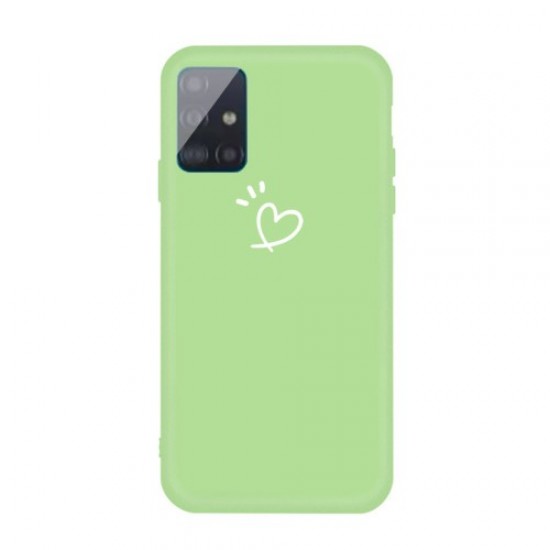 Heart Pattern Matte TPU Phone Case for Samsung Galaxy A51 - Green Samsung Cases Mobile