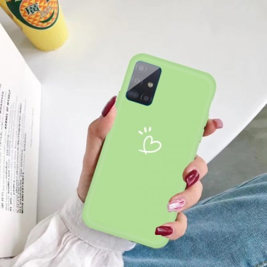 Heart Pattern Matte TPU Phone Case for Samsung Galaxy A51 - Green Samsung Cases Mobile