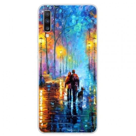Pattern Printing Soft TPU Phone Back Case for Samsung Galaxy A70 - Lovers Samsung Cases Mobile