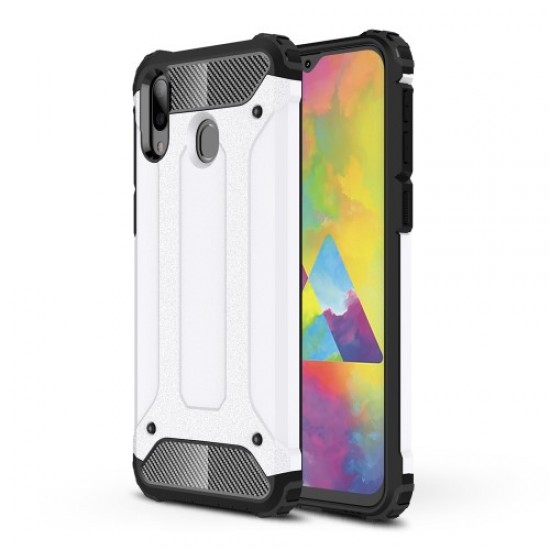 Armor Guard Plastic + TPU Hybrid Phone Cover for Samsung Galaxy M20 - White Samsung Cases Mobile