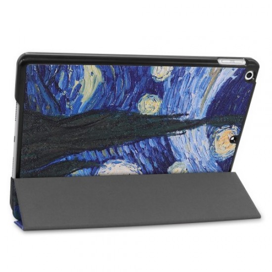 Pattern Printing PU Leather Tri-fold Stand Tablet Case for iPad 10.2 (2019) - Abstract Painting Apple Cases Tablet