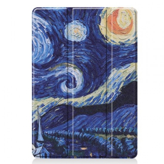 Pattern Printing PU Leather Tri-fold Stand Tablet Case for iPad 10.2 (2019) - Abstract Painting Apple Cases Tablet