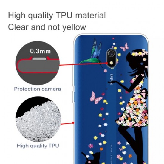 Pattern Printing IMD TPU Clear Phone Shell for Xiaomi Redmi 8A - Girl XIAOMI Cases Mobile