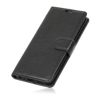 Litchi Skin Wallet Leather Stand Case for Huawei Mate 20 - Black