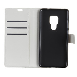 Δερμάτινη Θήκη Πορτοφόλι με Βάση Στήριξης για Huawei Mate 20 - Λευκό