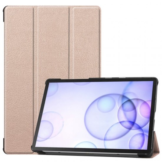 Tri-fold Stand Leather Case Smart Tablet Cover Shell for Samsung Galaxy Tab S6 T860 (Wi-Fi) / T865 (LTE) - Gold Samsung Cases Mobile Tablet