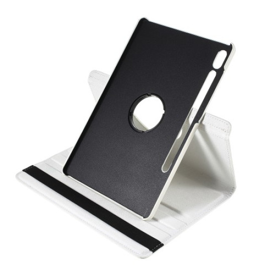 Περιστρεφόμενη Δερμάτινη Θήκη Βιβλίο με Βάση Στήριξης για Samsung Galaxy Tab S6 T860 (Wi-Fi) / T865 (LTE) - Λευκό Samsung Θήκες Tablet