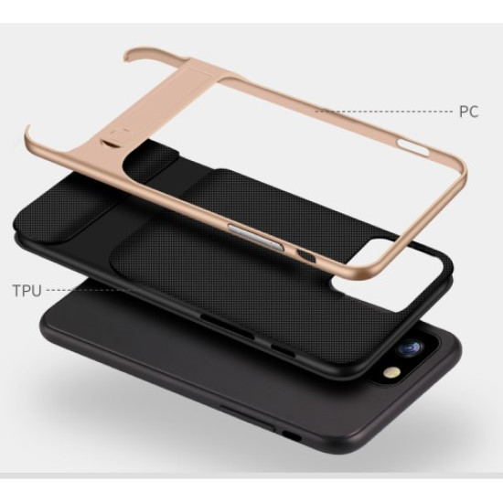 ELEGANCE Netting Pattern TPU + PC Hybrid Shell with Kickstand for iPhone 11 Pro 5.8 inch (2019) - Black Apple Cases Mobile