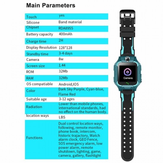 Q19 Smart Watch Kids LBS Positioning Location SOS Camera Phone Watch Voice Chat Smartwatch - Red Gadgets - Toys - Hobby