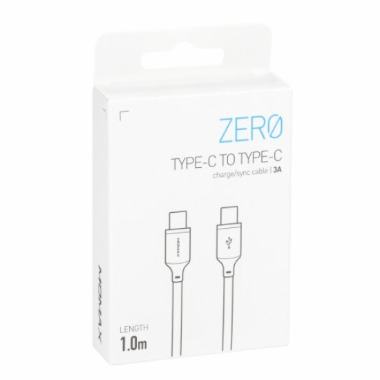 MOMAX Zero Type-C to Type-C Data Cable 3A Charge Sync Cord 1m - White Cables Adapters & Chargers