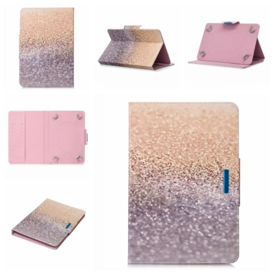 Pattern Printing Universal Wallet Leather Case with Stand for 10-inch Tablet PC - Gold Glitter Pattern 