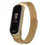 Luxury Milanese Stainless Steel Magnetic Watch Strap Band + Frame Replacement for Xiaomi Mi Smart Band 4 / Mi Band 3, Length: 210mm - Gold