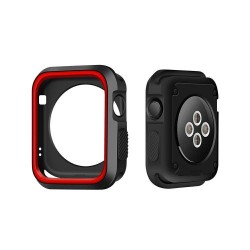 Bi-color Soft Silicone Watch Protective Case for Apple Watch Series 3/2/1 38mm - Black + Red
