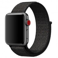 Nylon Velcro Closure Watch Band for Apple Watch Series 5 4 44mm / Series 3 2 1 42mm - Black