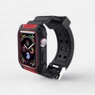 Μπρασελέ Σιλικόνης με Πλαίσιο για το Apple Watch Series 4 44mm - Μαύρο / Κόκκινο