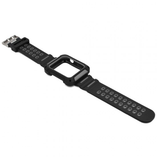 XINCUCO Μπρασελέ Σιλικόνης με Πλαίσιο για το Apple Watch Series 5 / 4 44mm - Μαύρο / Γκρι Gadgets - Παιχνίδια - Hobby
