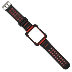 XINCUCO Μπρασελέ Σιλικόνης με Πλαίσιο για το Apple Watch Series 5 / 4 44mm - Μαύρο / Κόκκινο