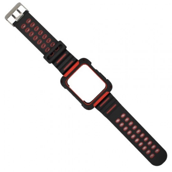 XINCUCO Bi-color Soft Silicone Watch Band + Watch Frame for Apple Watch Series 5 4 44mm - Red Gadgets - Toys - Hobby