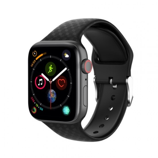 3D Diamond Texture Silicone Watch Strap for Apple Watch Series 5 4 44mm / Series 3 2 1 42mm - Black Gadgets - Toys - Hobby