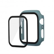 Rubberized PC + Tempered Glass Watch Case for Apple Watch Series 5/4 44mm - Dark Green