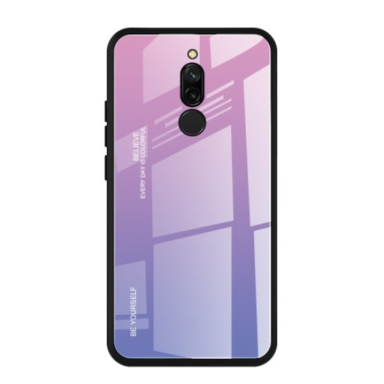 Gradient Color Tempered Glass + PC + TPU Combo Shell for Xiaomi Redmi 8 - Pink/Light Purple XIAOMI Cases Mobile