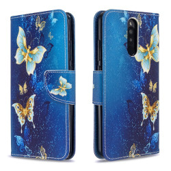 Δερμάτινη Θήκη Πορτοφόλι με Βάση Στήριξης για Xiaomi Redmi 8 - Μπλε Πεταλούδες
