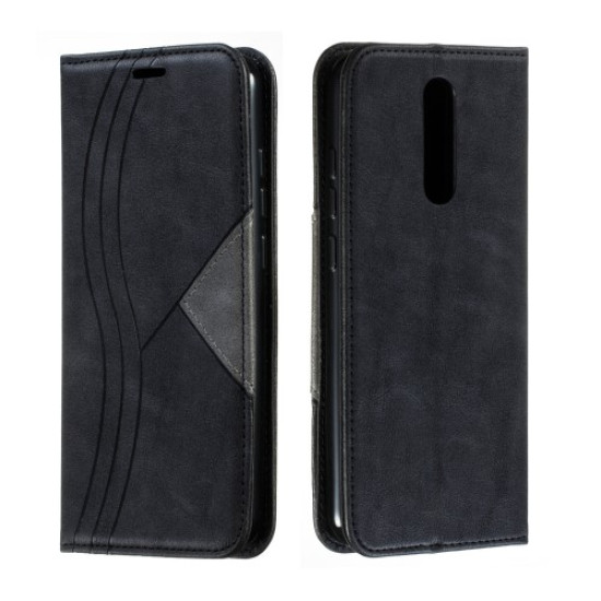 Splicing Auto-absorbed Leather Card Holder Phone Case for Xiaomi Redmi 8 - Black XIAOMI Cases Mobile