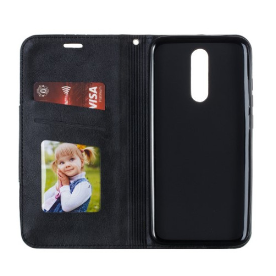 Splicing Auto-absorbed Leather Card Holder Phone Case for Xiaomi Redmi 8 - Black XIAOMI Cases Mobile