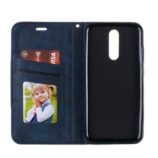 Splicing Auto-absorbed Leather Card Holder Phone Case for Xiaomi Redmi 8 - Blue XIAOMI Cases Mobile