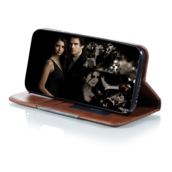 Δερμάτινη Θήκη Πορτοφόλι με Βάση Στήριξης με Γεωμετρικά Σχέδια για Xiaomi Redmi 8 - Καφέ XIAOMI Θήκες Κινητών