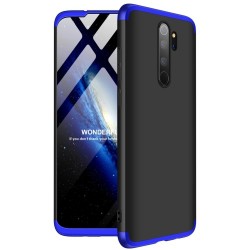 GKK Detachable 3-Piece Matte Hard PC Cell Phone Case for Xiaomi Redmi Note 8 Pro - Black/Blue