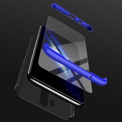 GKK Detachable 3-Piece Matte Hard PC Cell Phone Case for Xiaomi Redmi Note 8 Pro - Black/Blue