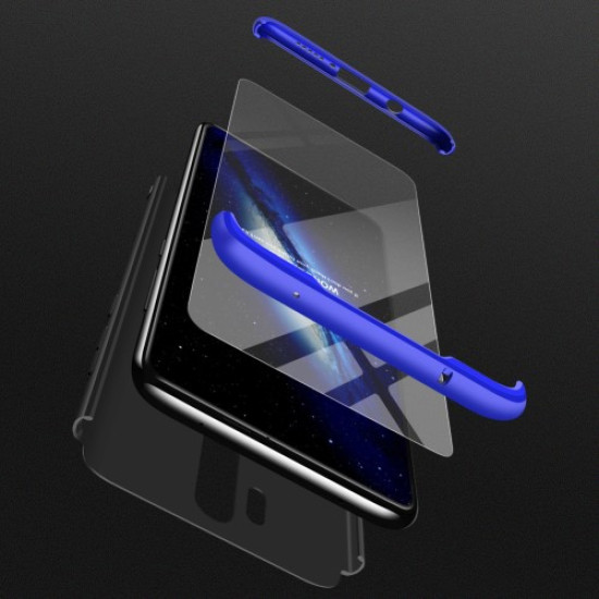 GKK 360 μοιρών Σκληρή Θήκη Ματ με Βελούδινη Υφή Πρόσοψης και Πλάτης για Xiaomi Redmi Note 8 Pro - Μαύρο / Μπλε XIAOMI Θήκες Κινητών