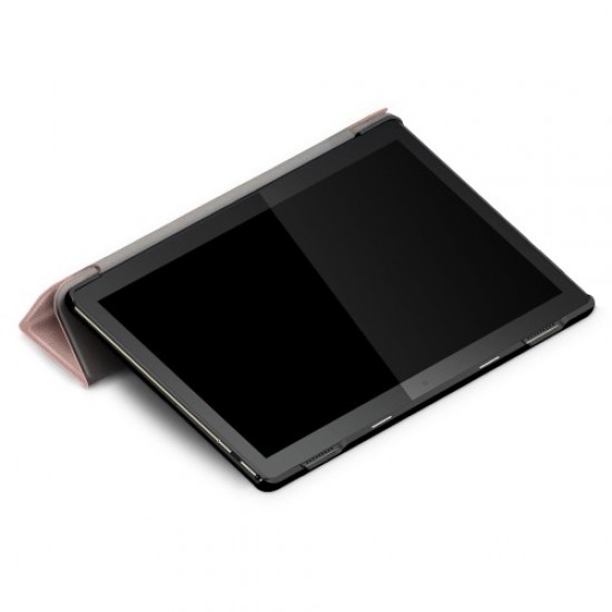 Δερμάτινη Θήκη Βιβλίο Tri-Fold με Βάση Στήριξης για Lenovo Tab M10 1st Gen TB-X605F/TB-X505 - Ροζέ Χρυσαφί Lenovo Θήκες Tablet