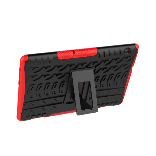 Anti-slip PC + TPU Hybrid Shell Case with Kickstand for Huawei MediaPad T5 10 - Red Huawei Tablets Case