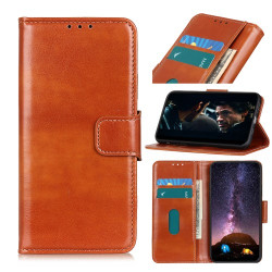Crazy Horse Wallet Leather Stand Case for Samsung Galaxy S20 Plus - Brown