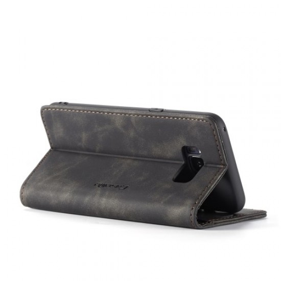 CASEME 013 Series Auto-absorbed Leather Wallet Stand Shell for Samsung Galaxy S8 Plus G955 - Black Samsung Cases Mobile