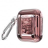 Θήκη Σιλικόνης Γυαλιστερή Electroplating για Apple AirPods - Ροζέ Χρυσαφί