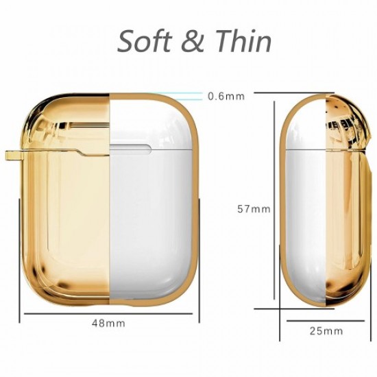 Θήκη Σιλικόνης Γυαλιστερή Electroplating για Apple AirPods - Χρυσαφί Gadgets - Παιχνίδια - Hobby