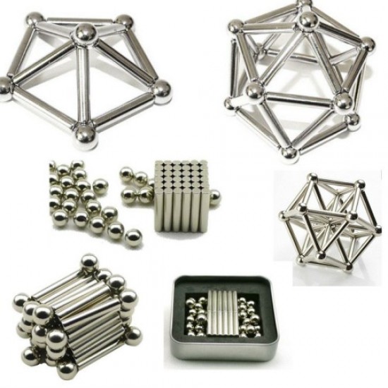 Buckyballs 36 Pieces Magnetic Sticks 27 Pieces Steel Balls Metal Construction Toys Gadgets - Toys - Hobby